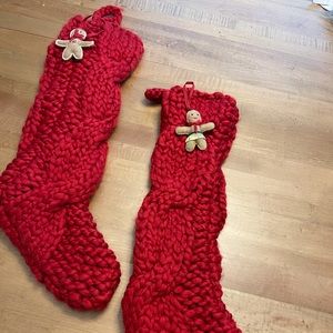 Crate & Barrel tree skirt and 2 stockings